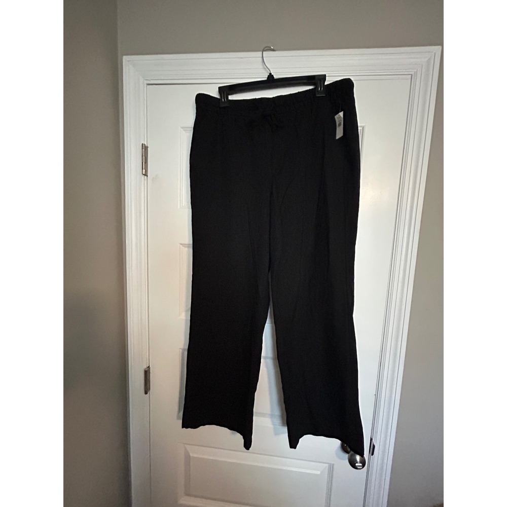 Old Navy Black Wide Leg Drawstring Pants High Waisted Size L New